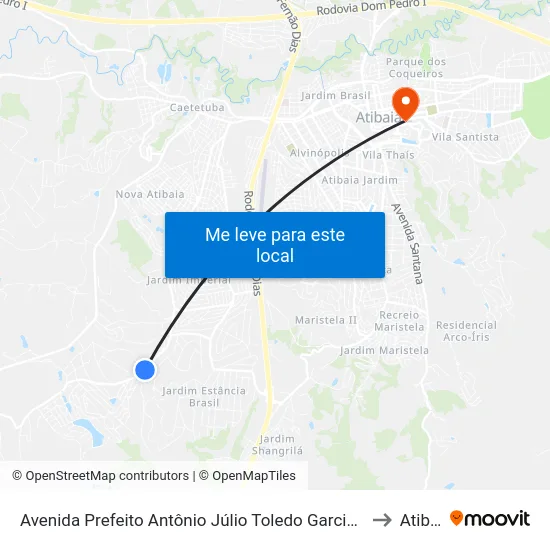 Avenida Prefeito Antônio Júlio Toledo Garcia Lopes, 4896 to Atibaia map