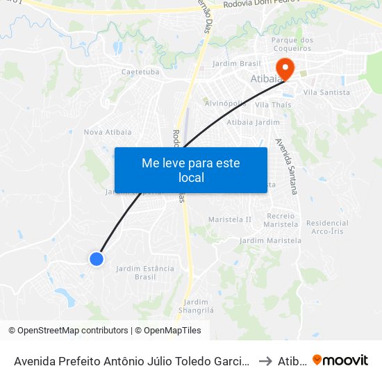 Avenida Prefeito Antônio Júlio Toledo Garcia Lopes, 5175 to Atibaia map