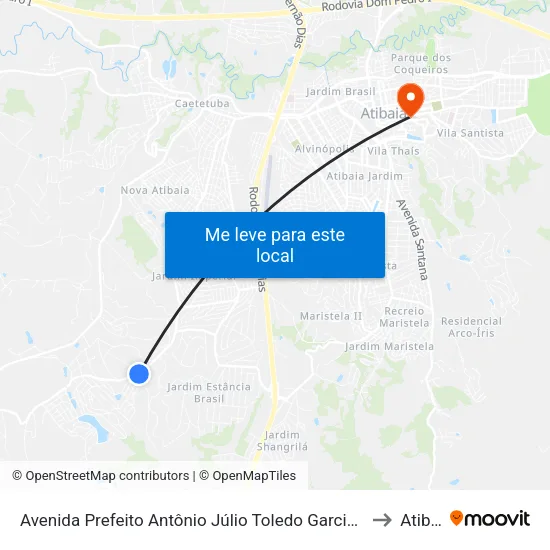 Avenida Prefeito Antônio Júlio Toledo Garcia Lopes, 1-159 to Atibaia map
