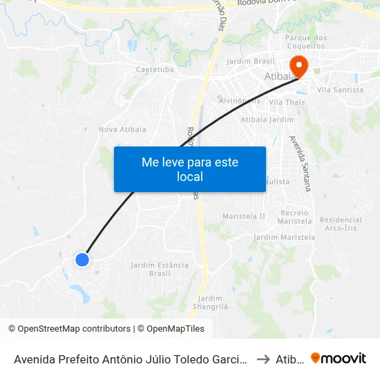 Avenida Prefeito Antônio Júlio Toledo Garcia Lopes, 781 to Atibaia map