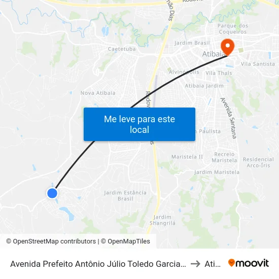 Avenida Prefeito Antônio Júlio Toledo Garcia Lopes, 1432-1504 to Atibaia map