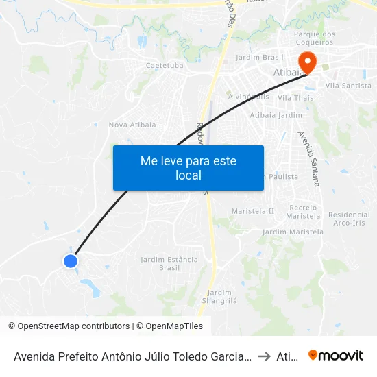Avenida Prefeito Antônio Júlio Toledo Garcia Lopes, 1431-1503 to Atibaia map