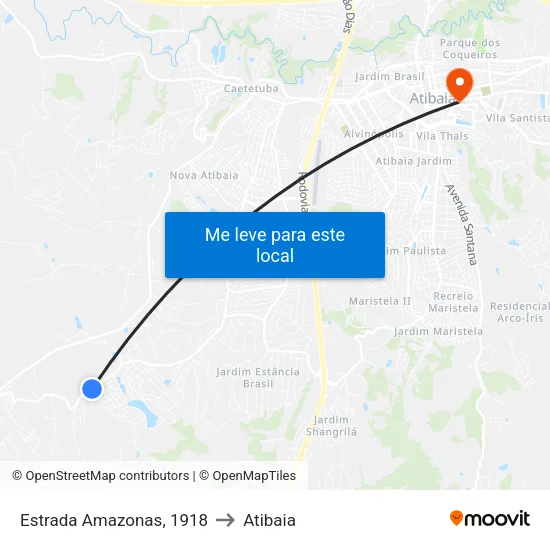 Estrada Amazonas, 1918 to Atibaia map