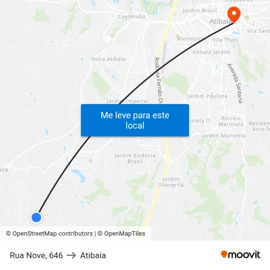 Rua Nove, 646 to Atibaia map
