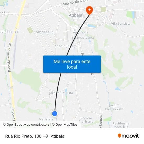 Rua Rio Preto, 180 to Atibaia map