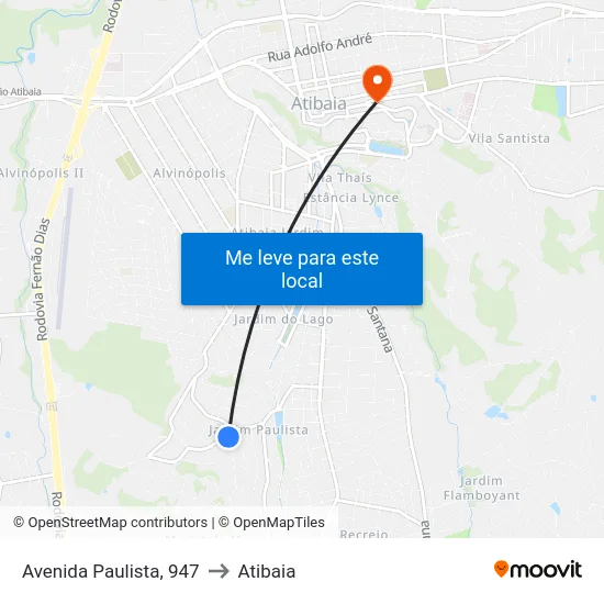 Avenida Paulista, 947 to Atibaia map