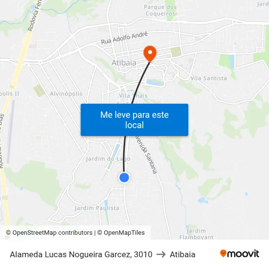 Alameda Lucas Nogueira Garcez, 3010 to Atibaia map