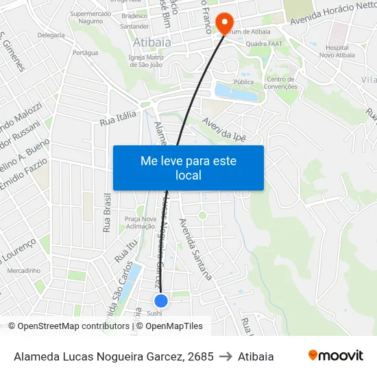 Alameda Lucas Nogueira Garcez, 2685 to Atibaia map