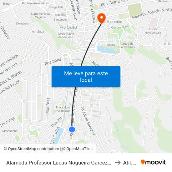 Alameda Professor Lucas Nogueira Garcez, 2510 to Atibaia map