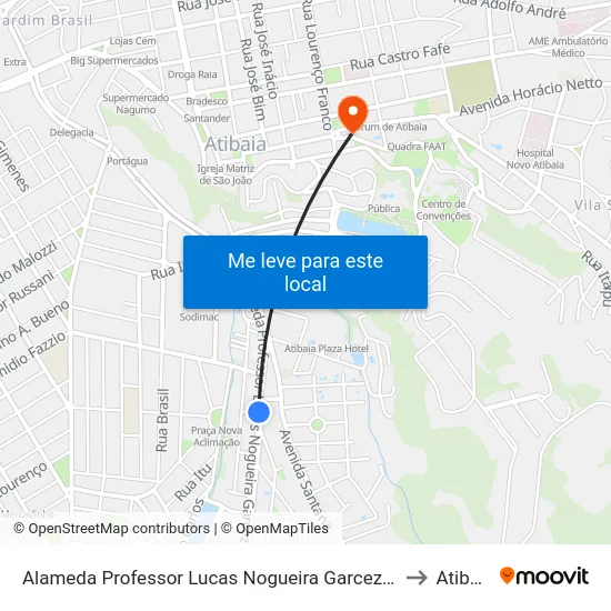 Alameda Professor Lucas Nogueira Garcez, 330 to Atibaia map