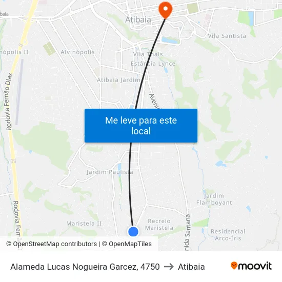 Alameda Lucas Nogueira Garcez, 4750 to Atibaia map