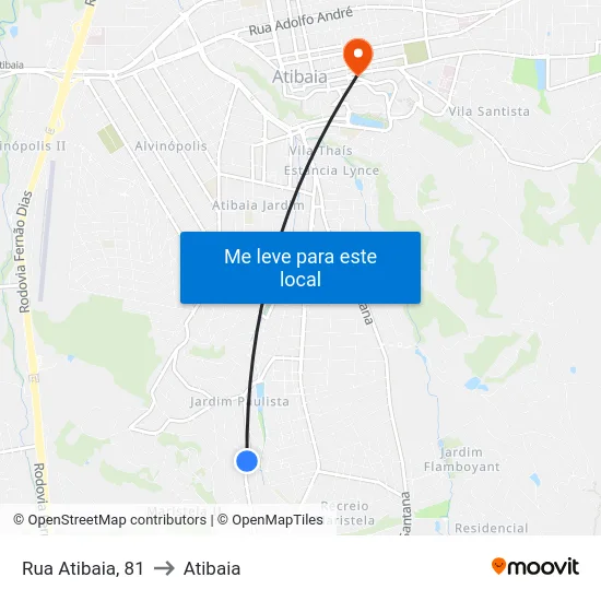 Rua Atibaia, 81 to Atibaia map