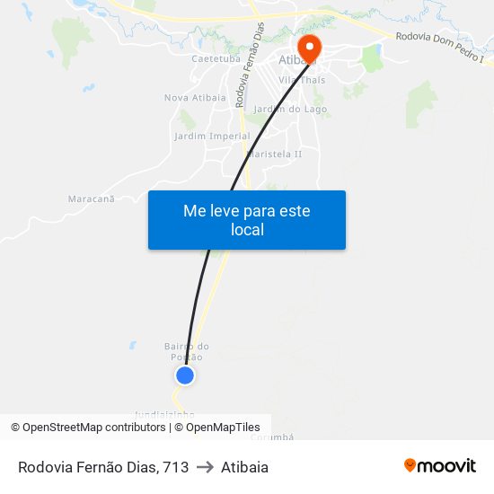 Rodovia Fernão Dias, 713 to Atibaia map