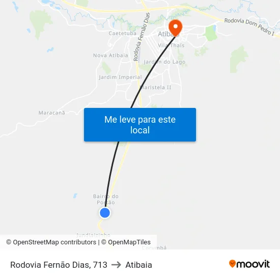 Rodovia Fernão Dias, 713 to Atibaia map