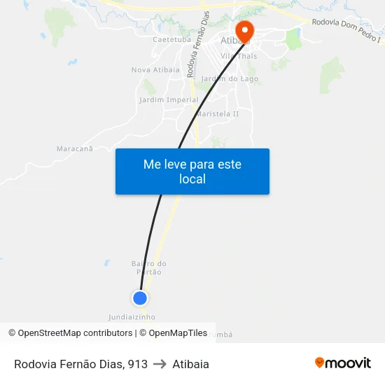 Rodovia Fernão Dias, 913 to Atibaia map