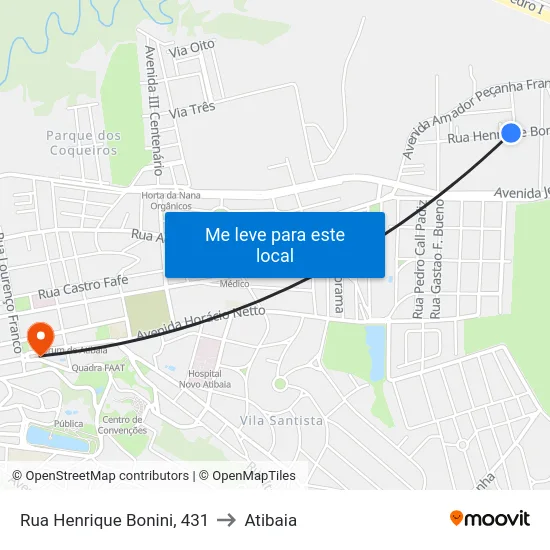 Rua Henrique Bonini, 431 to Atibaia map