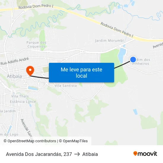 Avenida Dos Jacarandás, 237 to Atibaia map