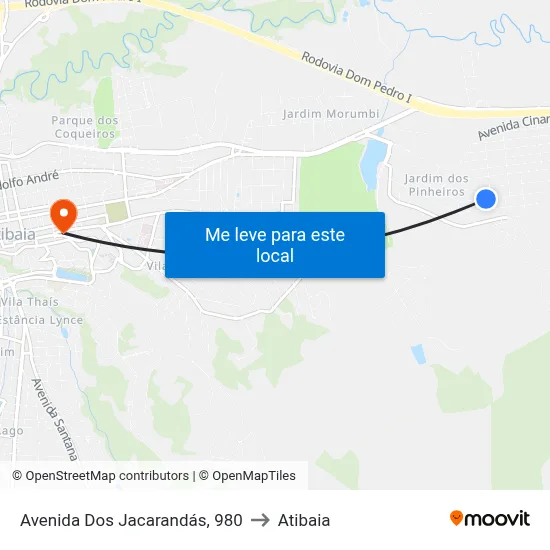 Avenida Dos Jacarandás, 980 to Atibaia map