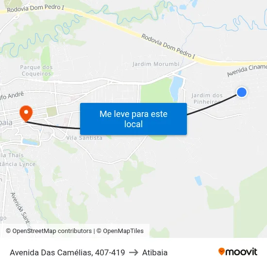 Avenida Das Camélias, 407-419 to Atibaia map