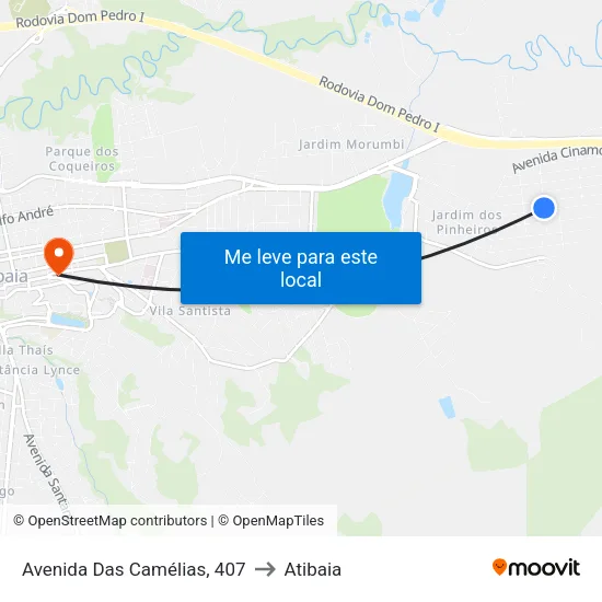 Avenida Das Camélias, 407 to Atibaia map