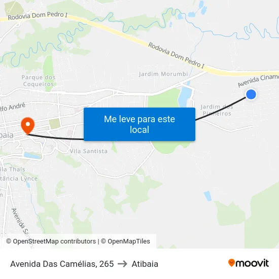 Avenida Das Camélias, 265 to Atibaia map