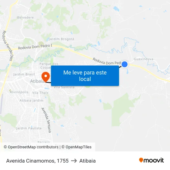 Avenida Cinamomos, 1755 to Atibaia map