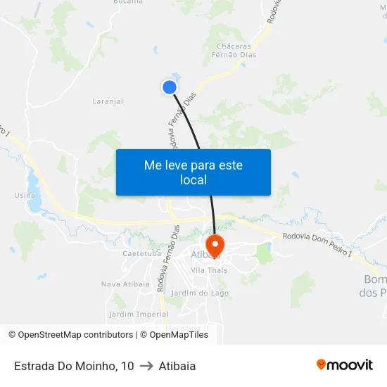 Estrada Do Moinho, 10 to Atibaia map