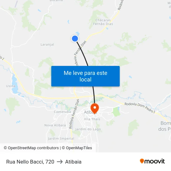 Rua Nello Bacci, 720 to Atibaia map