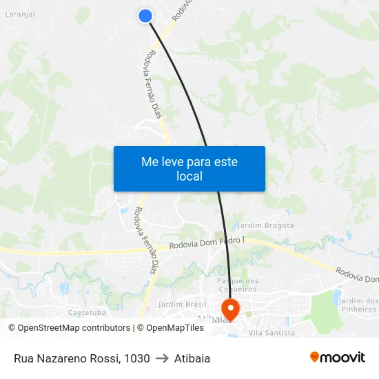Rua Nazareno Rossi, 1030 to Atibaia map