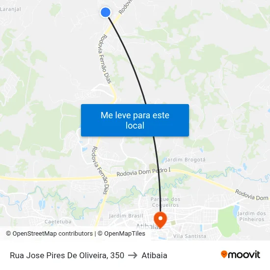 Rua Jose Pires De Oliveira, 350 to Atibaia map