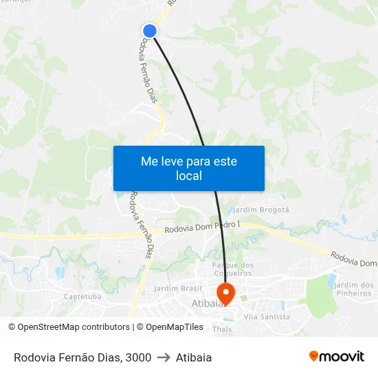 Rodovia Fernão Dias, 3000 to Atibaia map