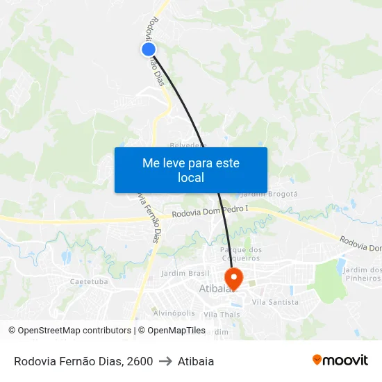 Rodovia Fernão Dias, 2600 to Atibaia map