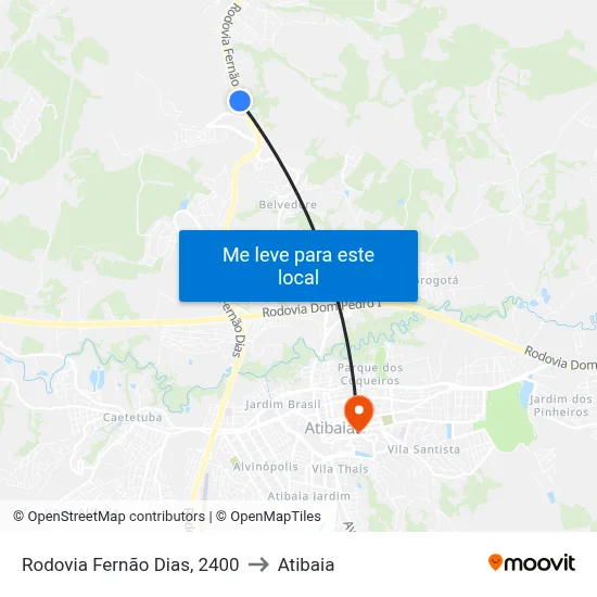 Rodovia Fernão Dias, 2400 to Atibaia map