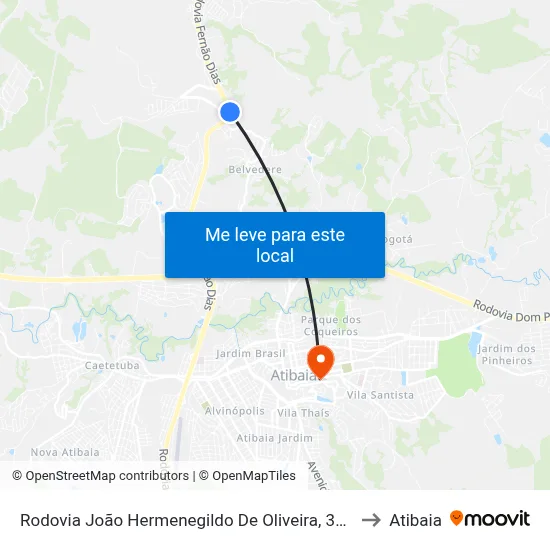 Rodovia João Hermenegildo De Oliveira, 360 to Atibaia map
