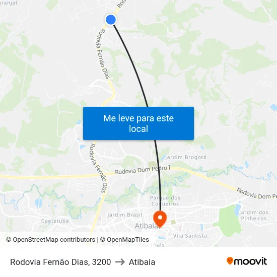 Rodovia Fernão Dias, 3200 to Atibaia map