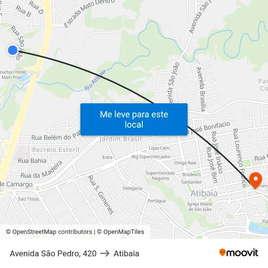 Avenida São Pedro, 420 to Atibaia map