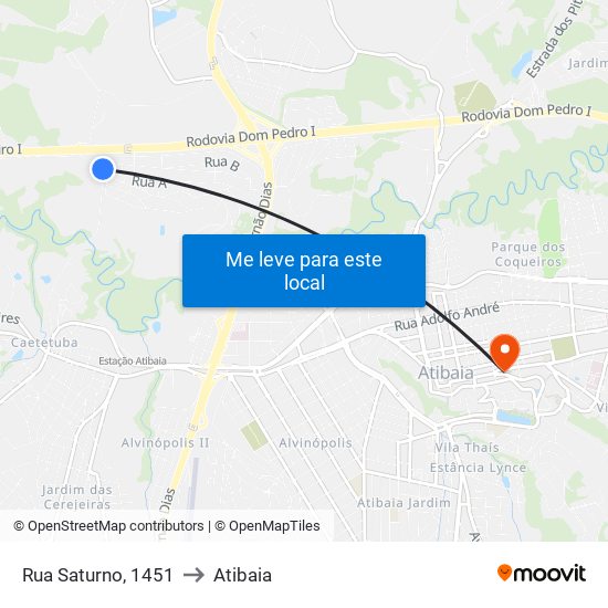 Rua Saturno, 1451 to Atibaia map