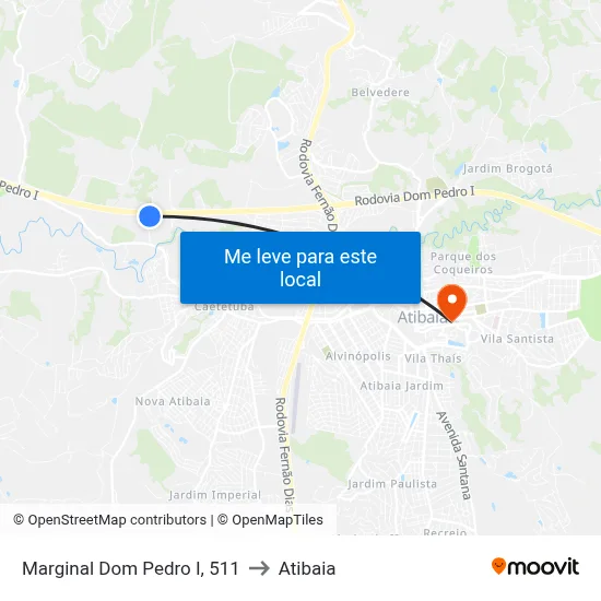 Marginal Dom Pedro I, 511 to Atibaia map