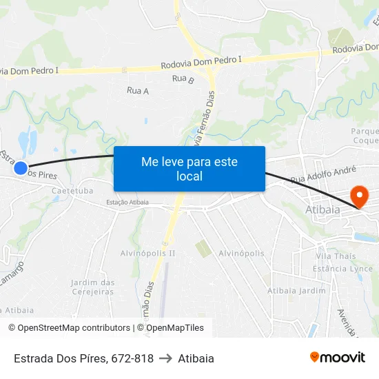 Estrada Dos Píres, 672-818 to Atibaia map