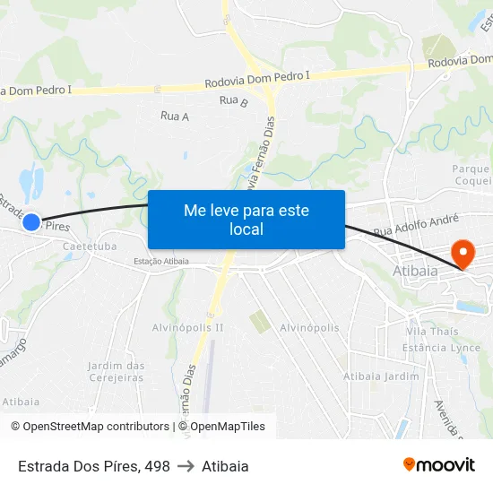 Estrada Dos Píres, 498 to Atibaia map