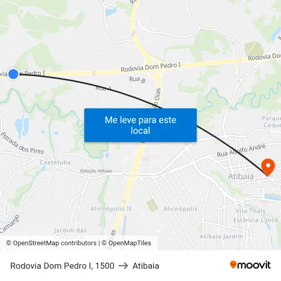 Rodovia Dom Pedro I, 1500 to Atibaia map