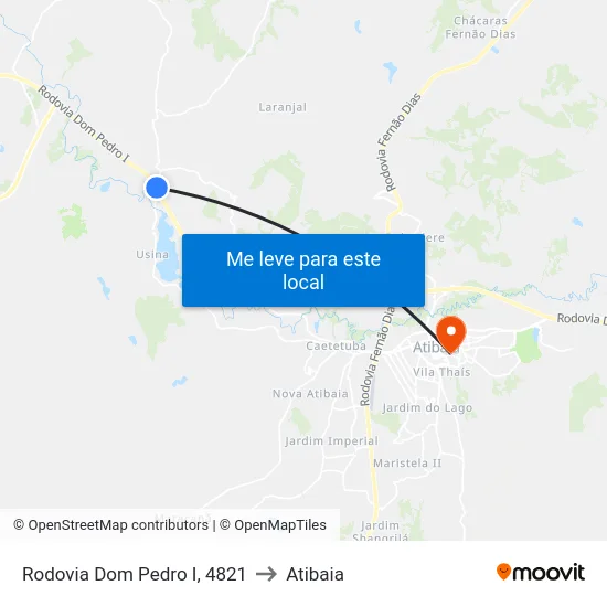 Rodovia Dom Pedro I, 4821 to Atibaia map