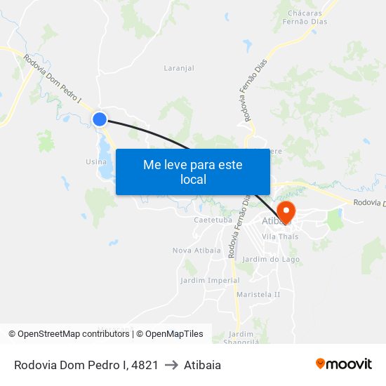 Rodovia Dom Pedro I, 4821 to Atibaia map