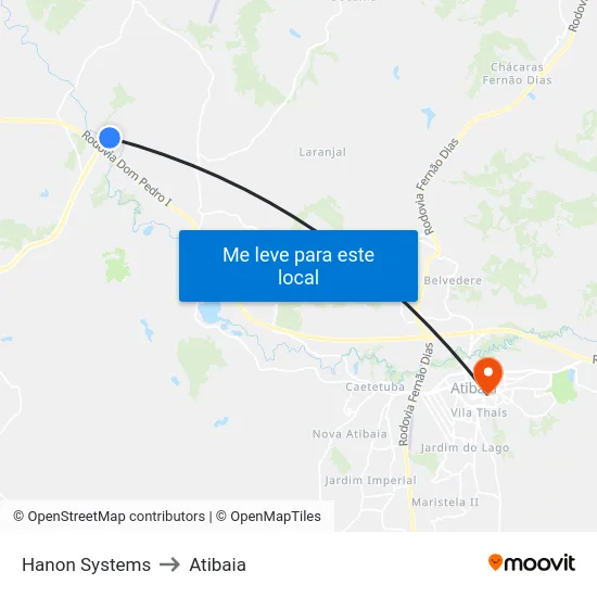 Hanon Systems to Atibaia map