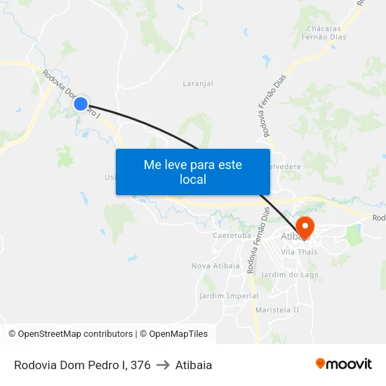 Rodovia Dom Pedro I, 376 to Atibaia map
