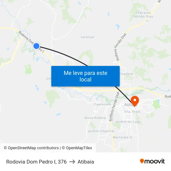 Rodovia Dom Pedro I, 376 to Atibaia map