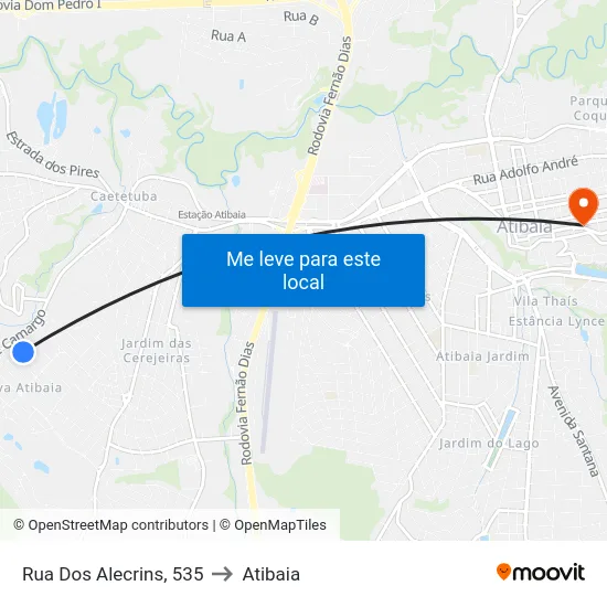 Rua Dos Alecrins, 535 to Atibaia map