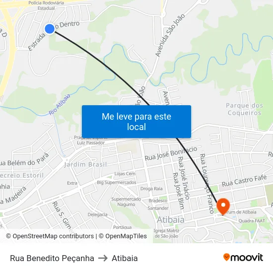 Rua Benedito Peçanha to Atibaia map