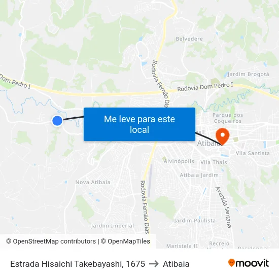Estrada Hisaichi Takebayashi, 1675 to Atibaia map