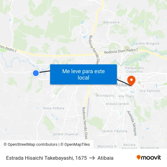Estrada Hisaichi Takebayashi, 1675 to Atibaia map